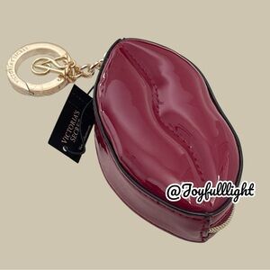NEW Victorias Secret Red Lacquer Lips coin purse keychain